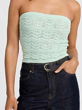 Express Strapless Knit Tube Top in Mint Green